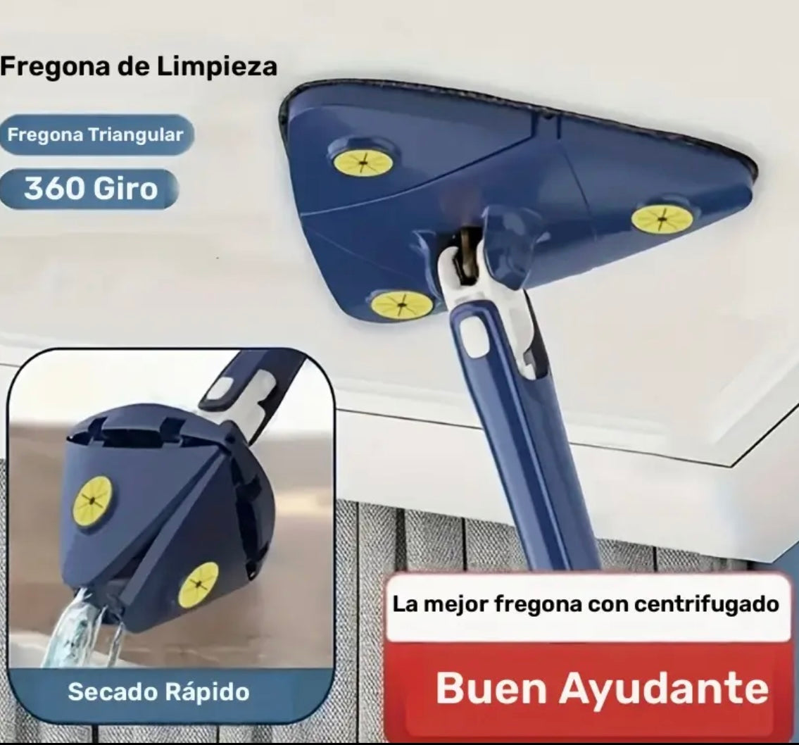 Set de Mopa Triangular + 3 Paños de Microfibra Reutilizables – Limpieza Profunda y sin Esfuerzo.