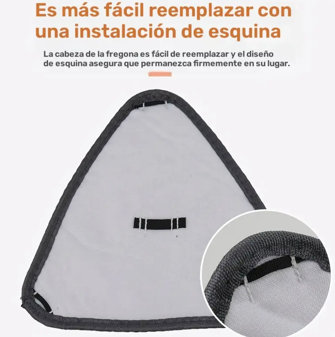 Set de Mopa Triangular + 3 Paños de Microfibra Reutilizables – Limpieza Profunda y sin Esfuerzo.