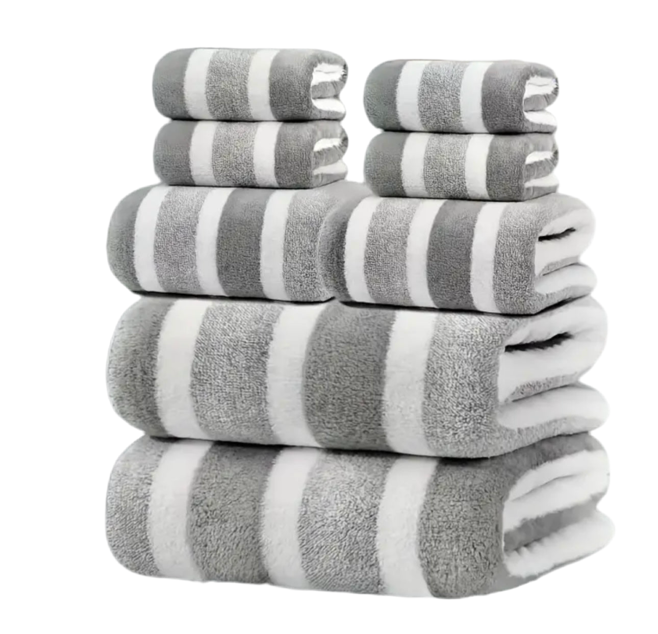 🛁✨ Set de 8 Toallas Rayadas XXL – Máxima suavidad y estilo