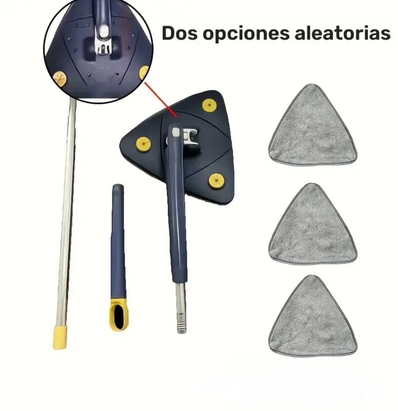 Set de Mopa Triangular + 3 Paños de Microfibra Reutilizables – Limpieza Profunda y sin Esfuerzo.