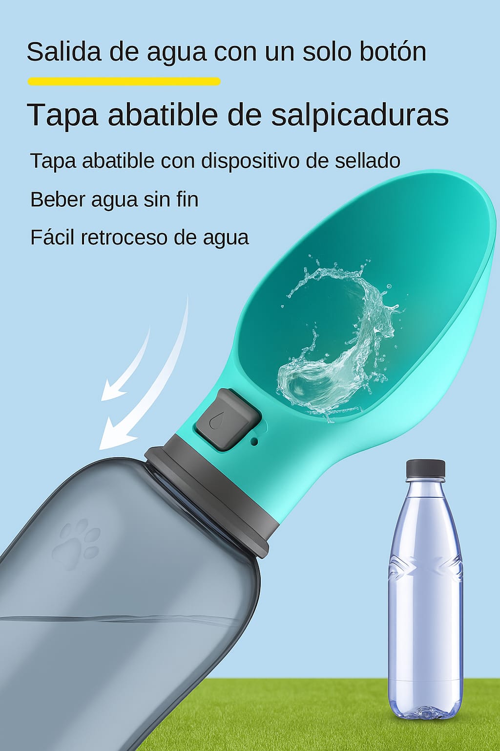🐶 Botella Portátil de Agua para Perros – ¡Hidrata a tu peludo en cualquier lugar!