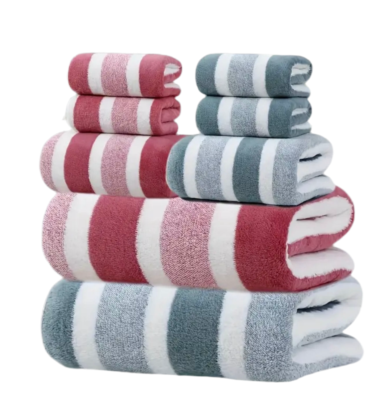 🛁✨ Set de 8 Toallas Rayadas XXL – Máxima suavidad y estilo