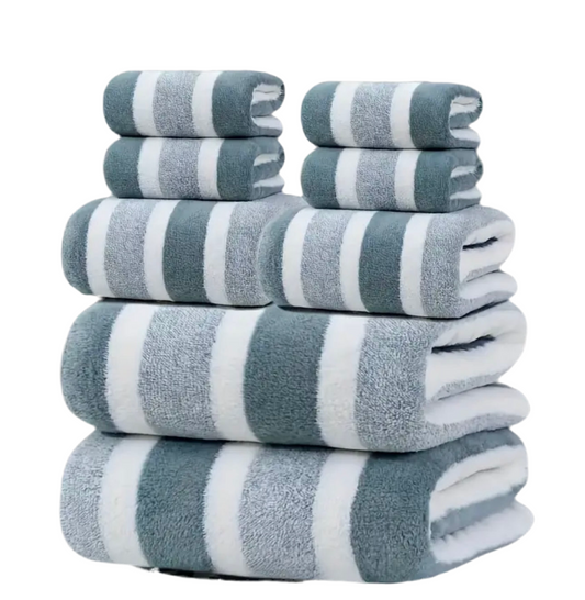 🛁✨ Set de 8 Toallas Rayadas XXL – Máxima suavidad y estilo